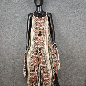 Festival Ready: NWT Earthy Aztec Print Breezy Flowy Romper, Size L